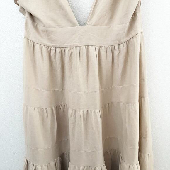 HOUSE OF HARLOW 1960 x REVOLVE | Tan Tiered Dress Maxi Tie Bow V-neck | XL - Picture 4 of 6